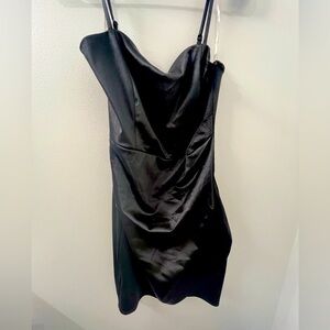 Emerald Sundae Satin Bodycon Dress Black